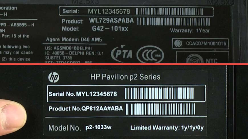 Identify & Locate Product Model And Serial Number